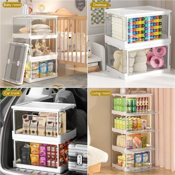 Clear Storage Bin with Lid 3 Pack 【Stackable & Sturdy】Plastic Bins for Storage - Picture 5 of 7